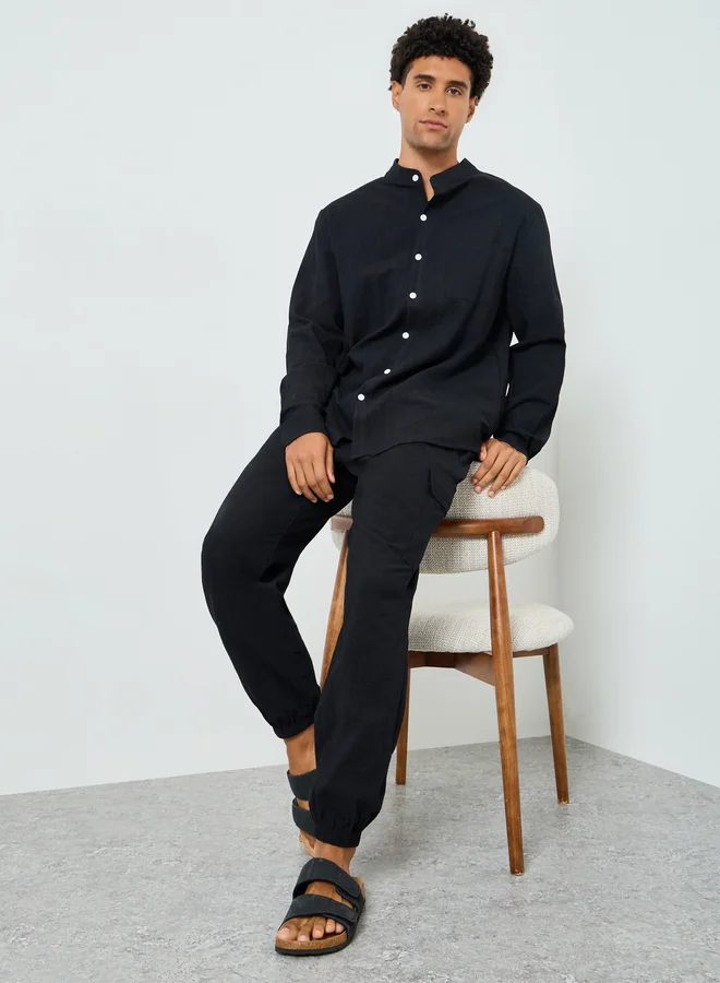Take Two black Men Solid Pocket Detail Shirt and Pants Co-Ords for Men | Best Price UAE